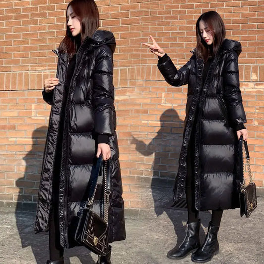 Glossy Hooded Rainproof Parka