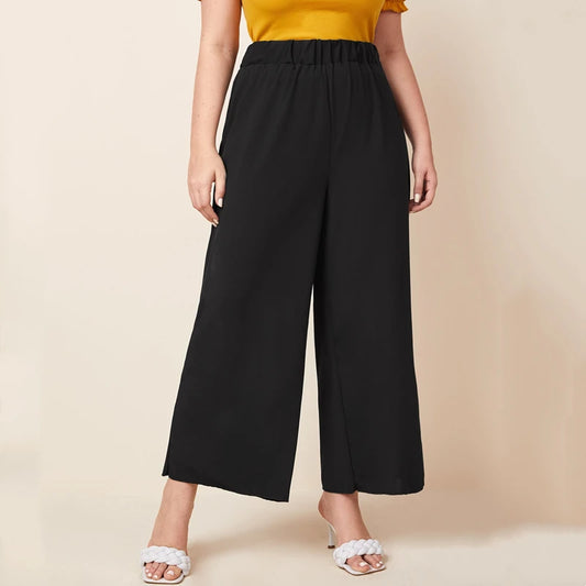 Lettuce-Trim Wide-Leg Summer Pants