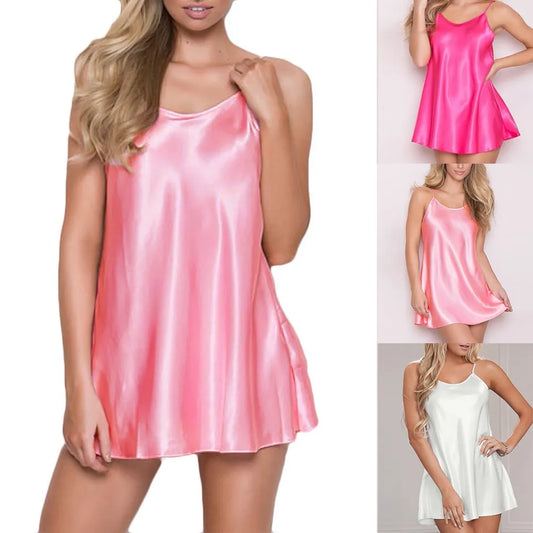 Breathable Satin-Feel Mini Nightdress