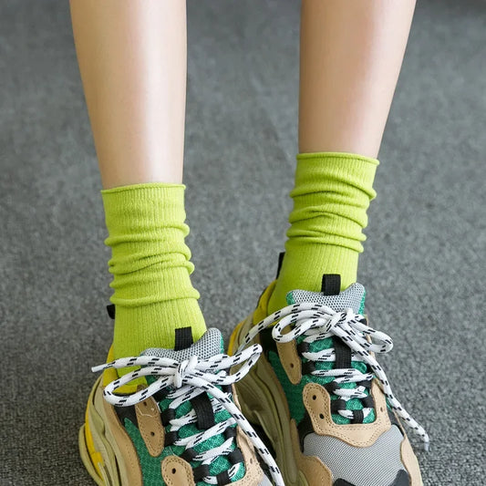 Solid Neon Crew Socks