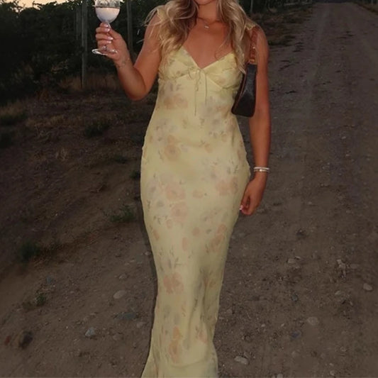 Floral Backless Beach Dress