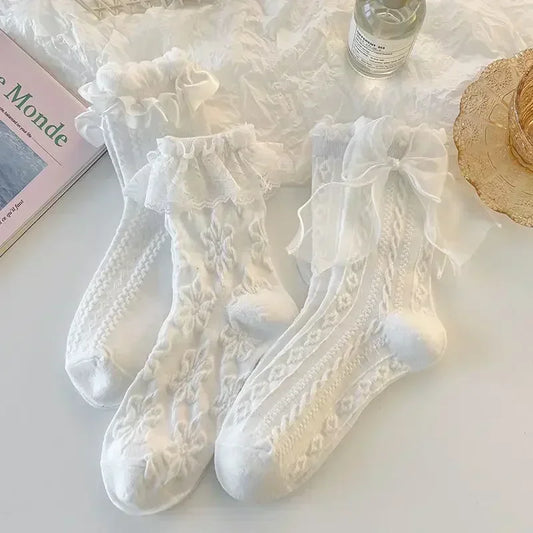 Lace Bow Ruffle Socks