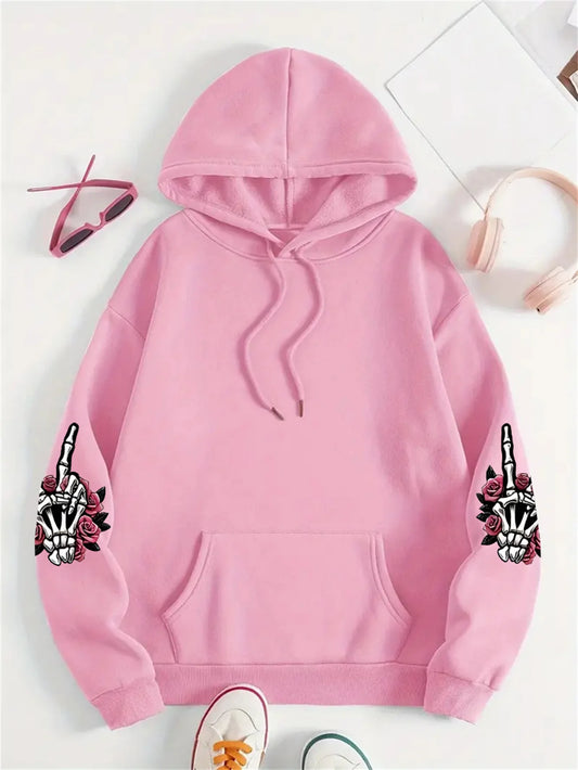 Funny Print Fleece Hoodie