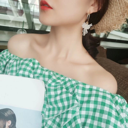 Crystal Flower Tassel Earrings