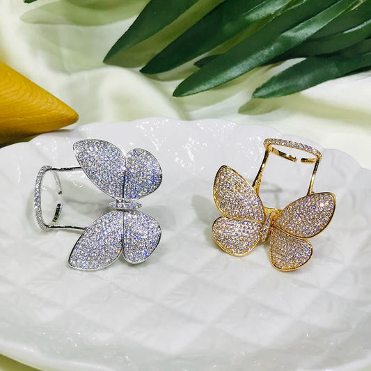 Butterfly Micro-Paved Zircon Ring