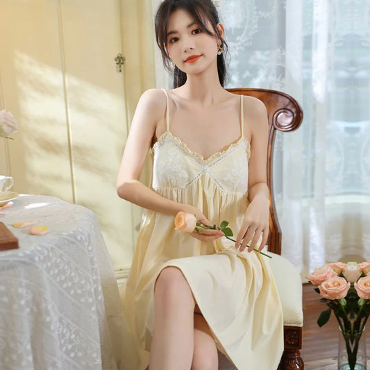 Embroidered Cotton Lace Nightdress
