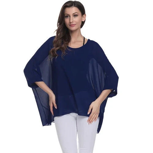 Bohemian Chiffon Batwing Blouse