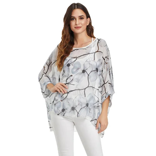Bohemian Chiffon Batwing Blouse