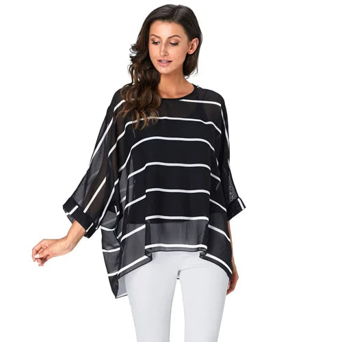 Bohemian Chiffon Batwing Blouse