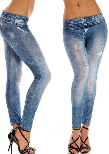 Stretch Denim-Look Skinny Leggings