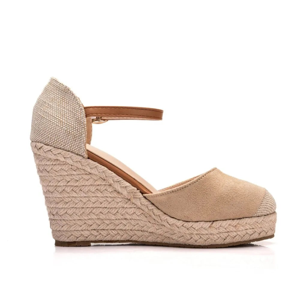 Suede Wedge Ankle Sandals