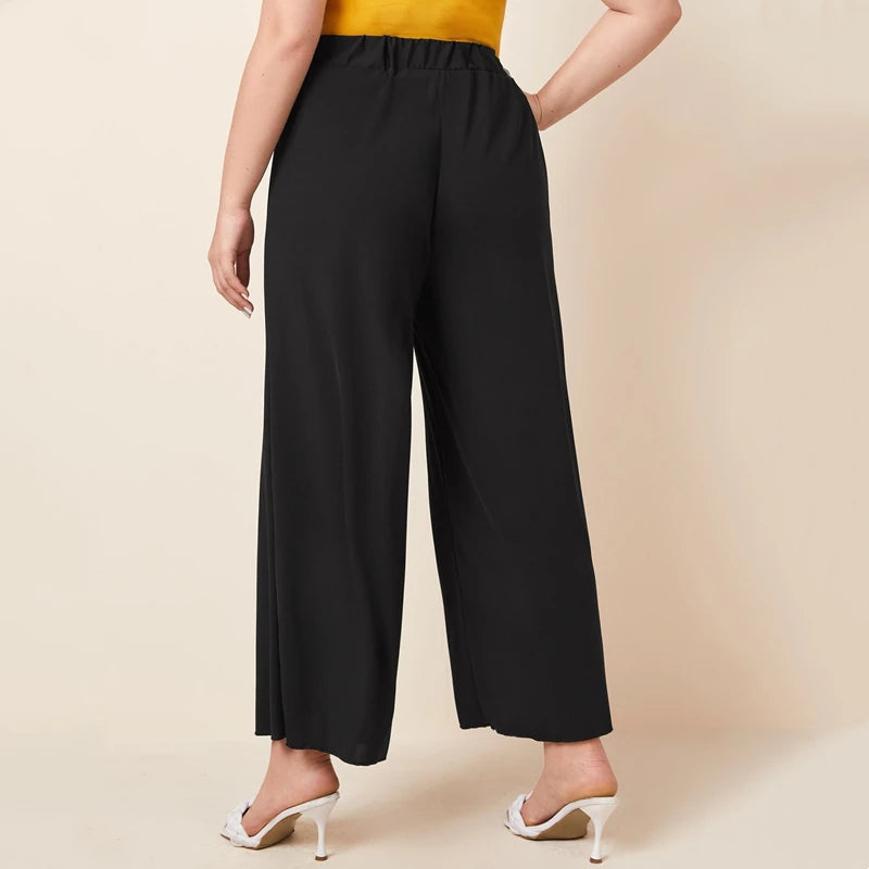 Lettuce-Trim Wide-Leg Summer Pants