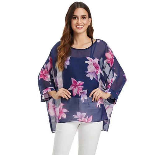 Bohemian Chiffon Batwing Blouse