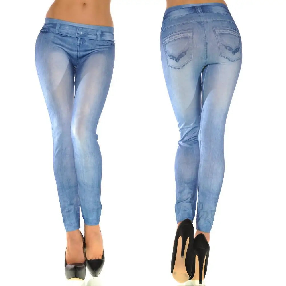 Stretch Denim-Look Skinny Leggings