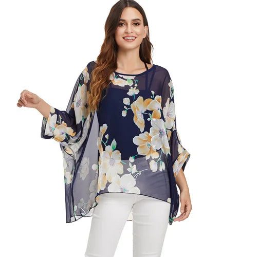 Bohemian Chiffon Batwing Blouse