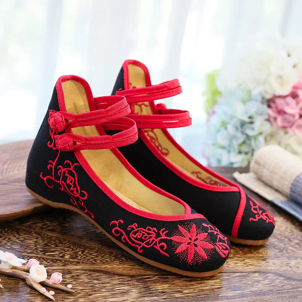 Sunflower Embroidered Ballet Flats