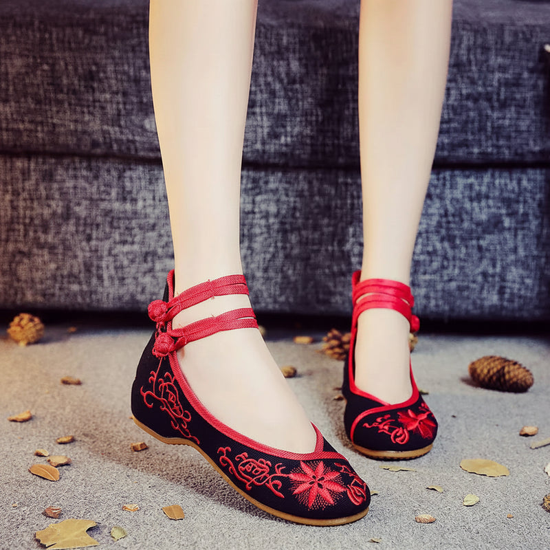 Sunflower Embroidered Ballet Flats