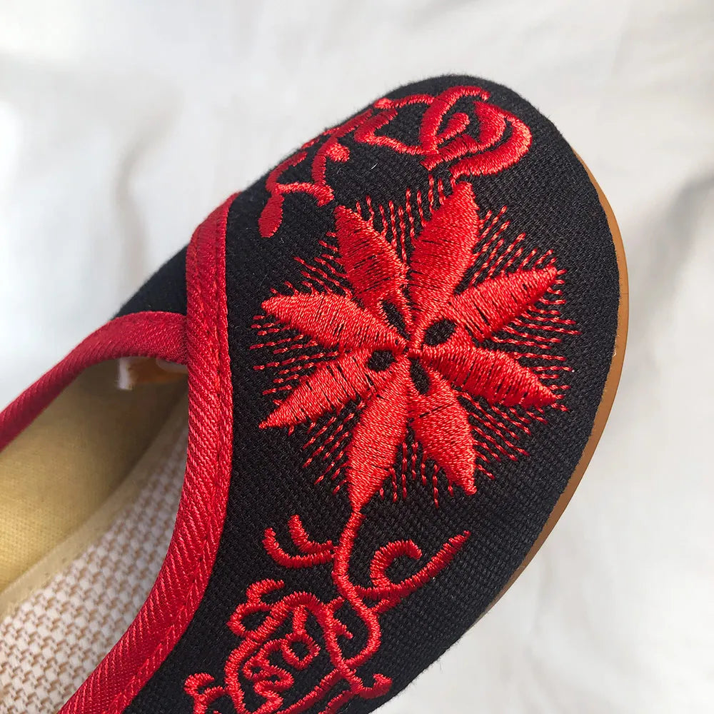 Sunflower Embroidered Ballet Flats