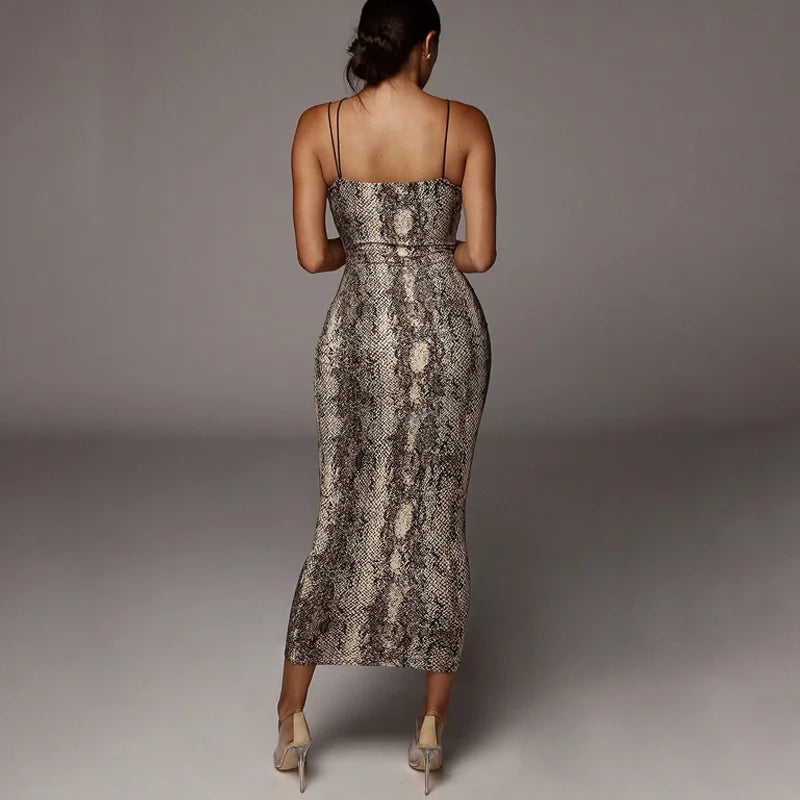 Leopard V-Neck Midi Dress