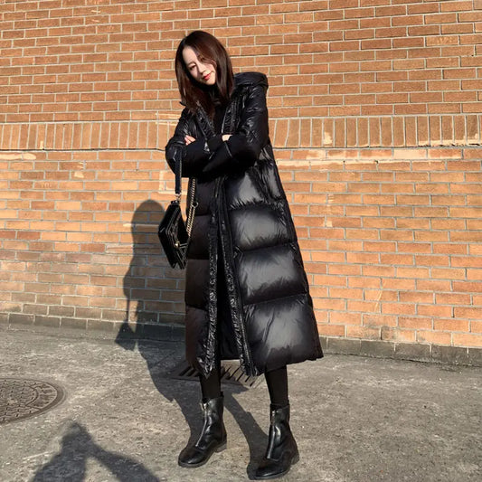 Glossy Hooded Rainproof Parka