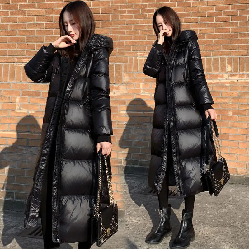 Glossy Hooded Rainproof Parka