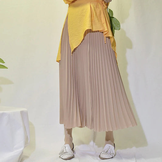 Pleated Chiffon Midi Skirt