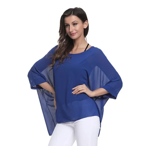 Bohemian Chiffon Batwing Blouse