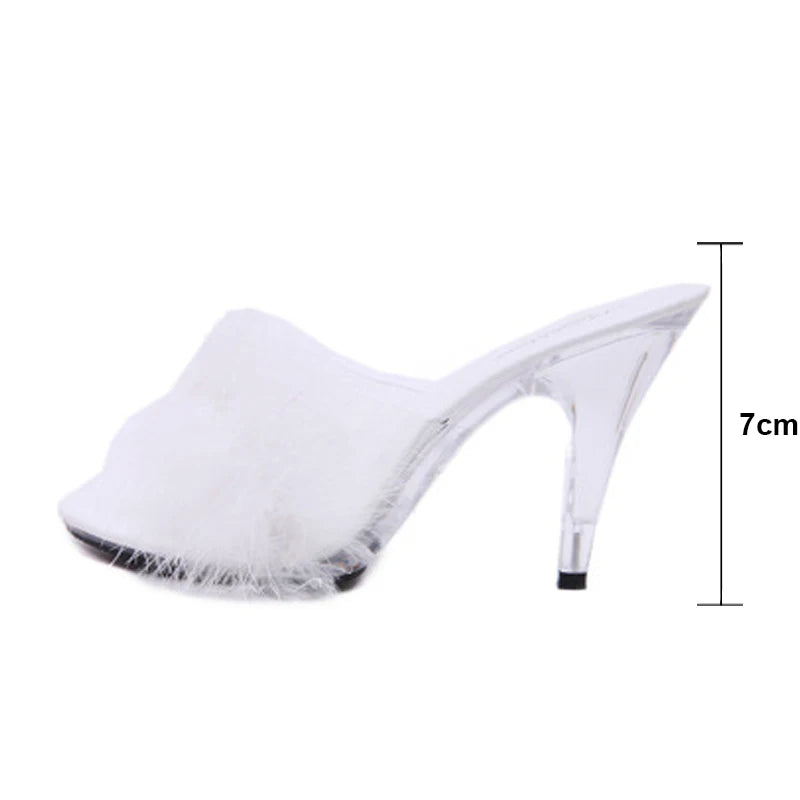 Feather Transparent High-Heel Sandals