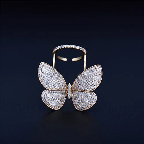 Butterfly Micro-Paved Zircon Ring