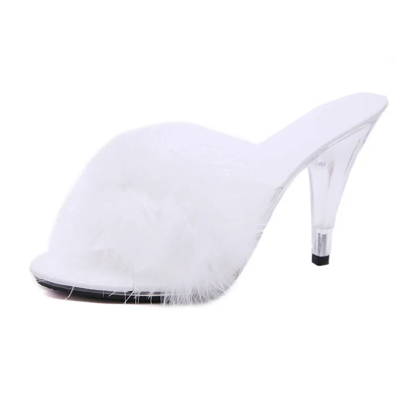 Feather Transparent High-Heel Sandals