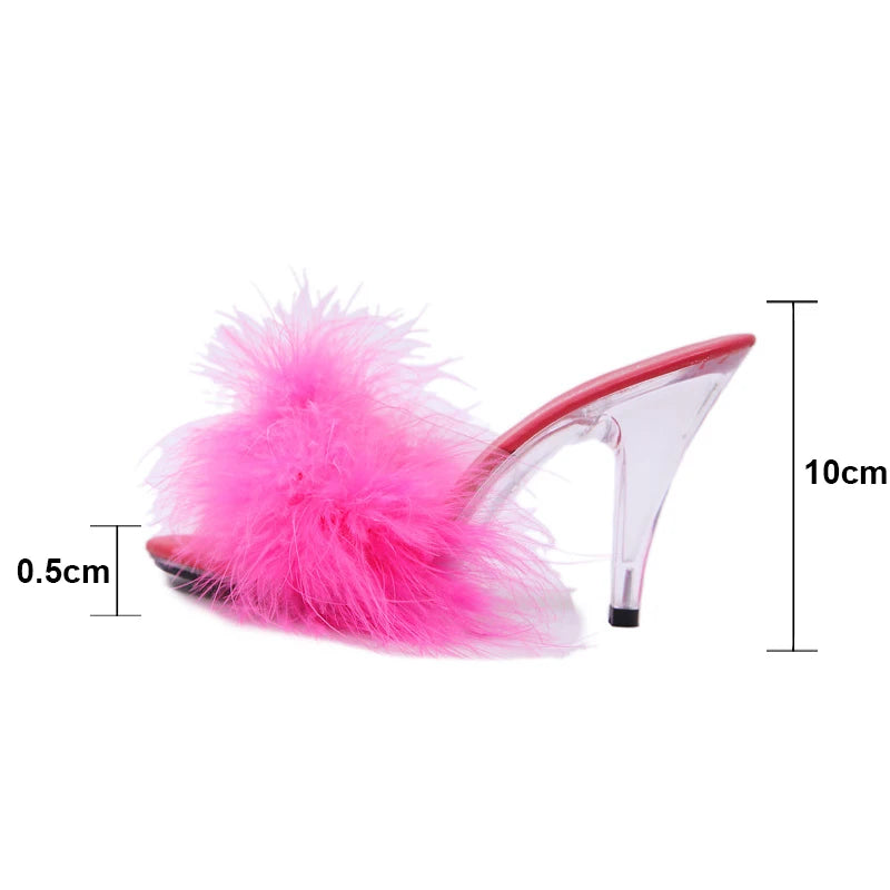 Feather Transparent High-Heel Sandals