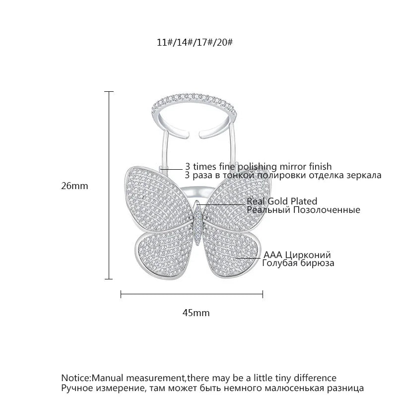 Butterfly Micro-Paved Zircon Ring