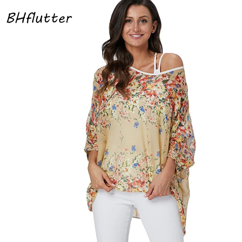 Bohemian Chiffon Batwing Blouse