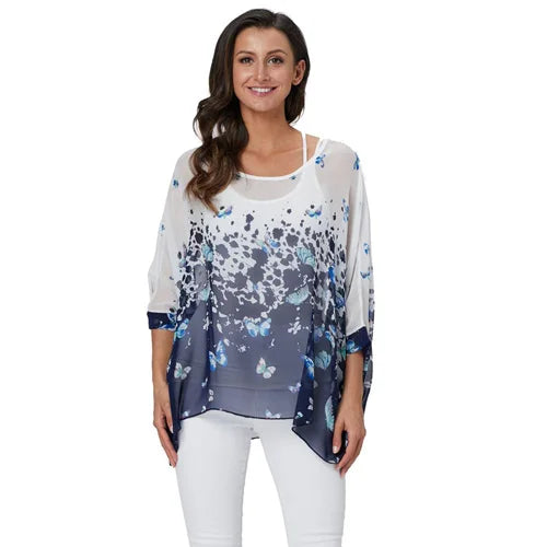 Bohemian Chiffon Batwing Blouse