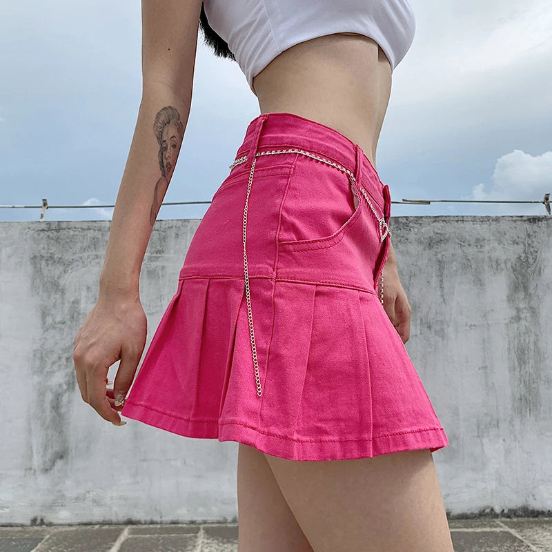 Y2K Denim Ruffle Skirt