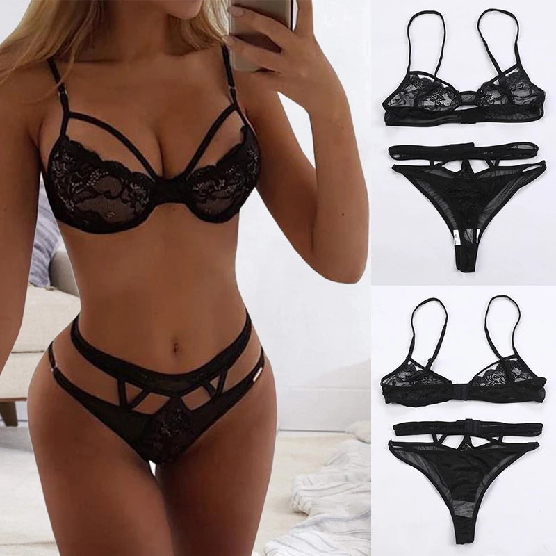 Lace Cutout Bra Set