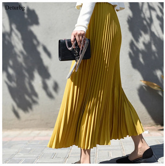 Pleated Chiffon Midi Skirt