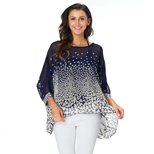 Bohemian Chiffon Batwing Blouse