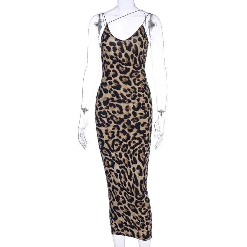 Leopard V-Neck Midi Dress