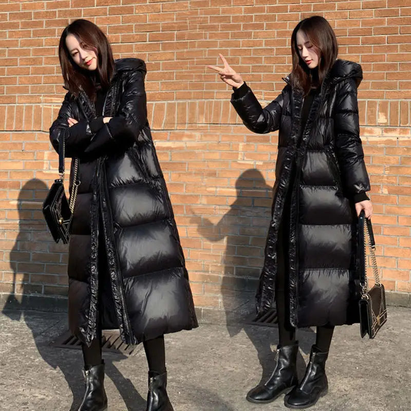 Glossy Hooded Rainproof Parka