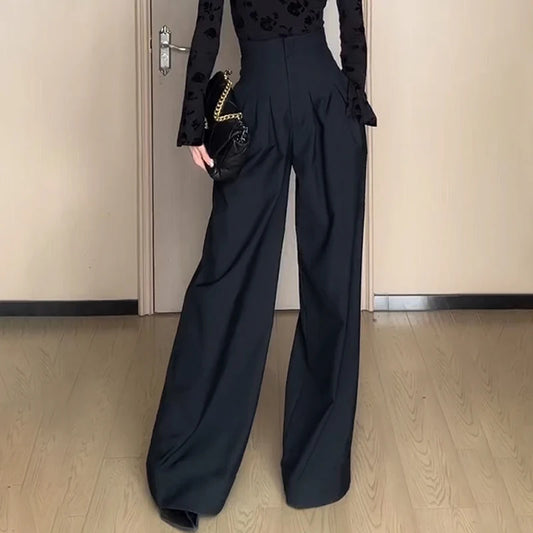 Ultra-High-Waist Wide-Leg Suit Pants