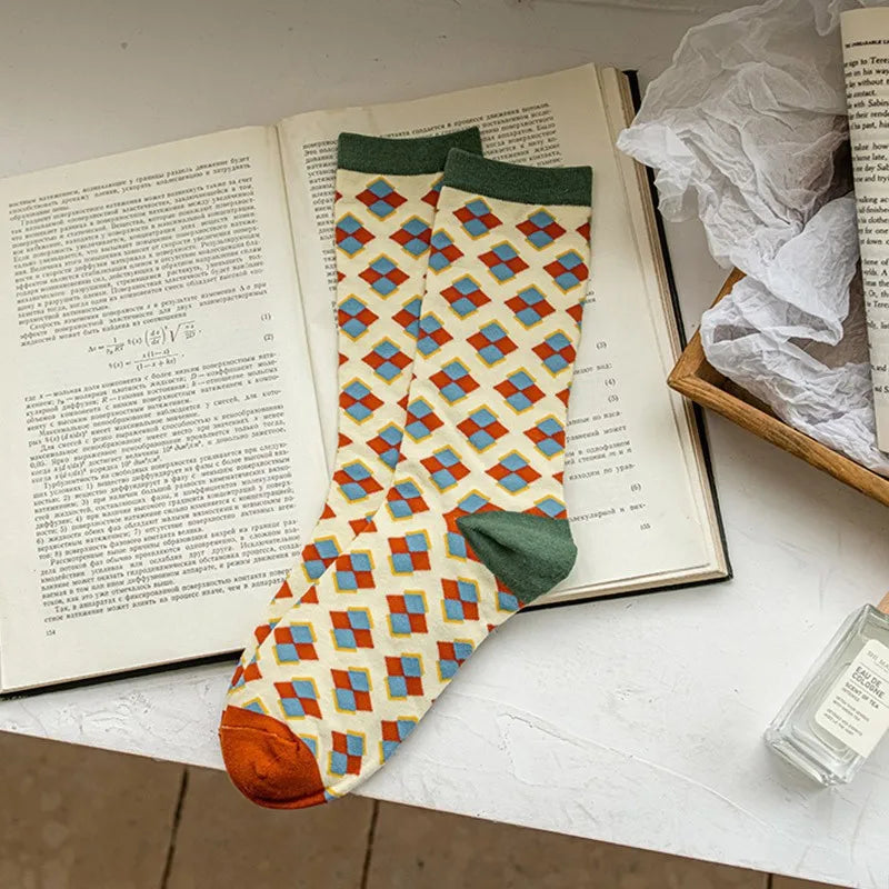 Floral Pattern Cotton-Blend Socks