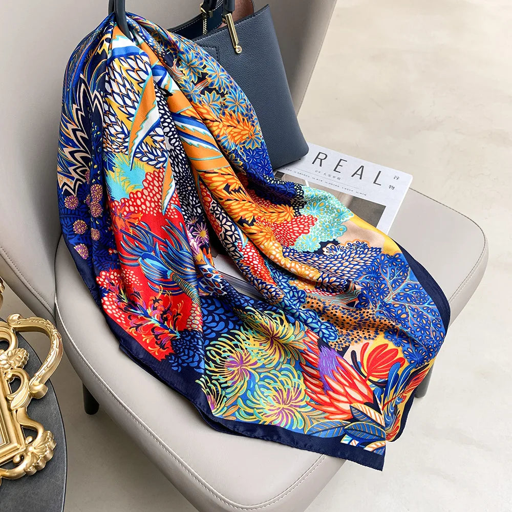 Silky Square Animal Scarf