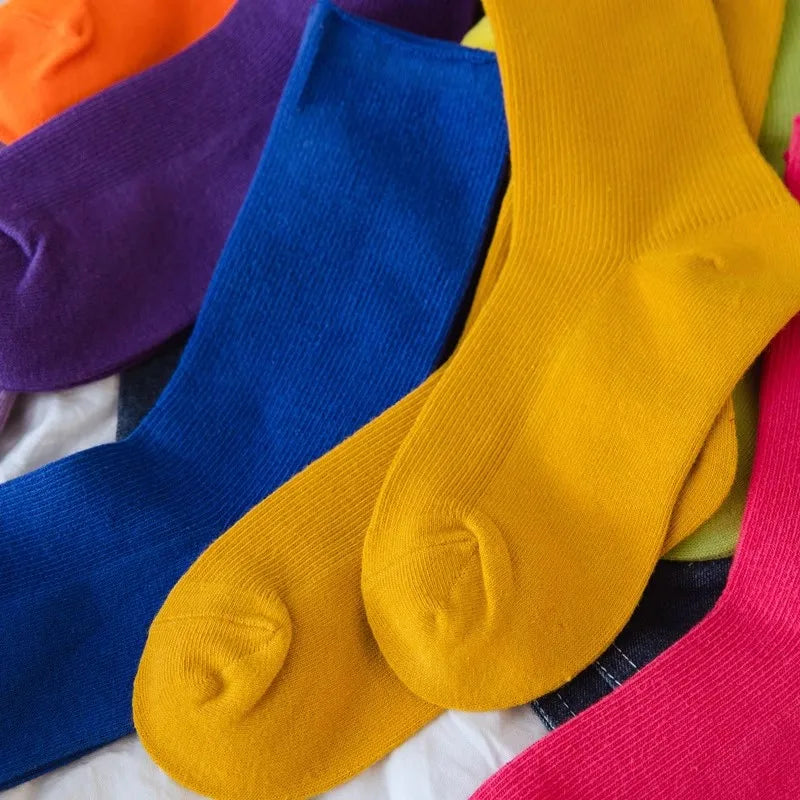 Solid Neon Crew Socks