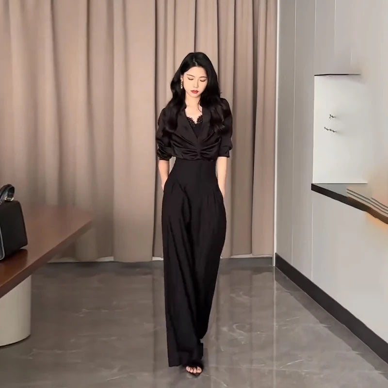 Ultra-High-Waist Wide-Leg Suit Pants