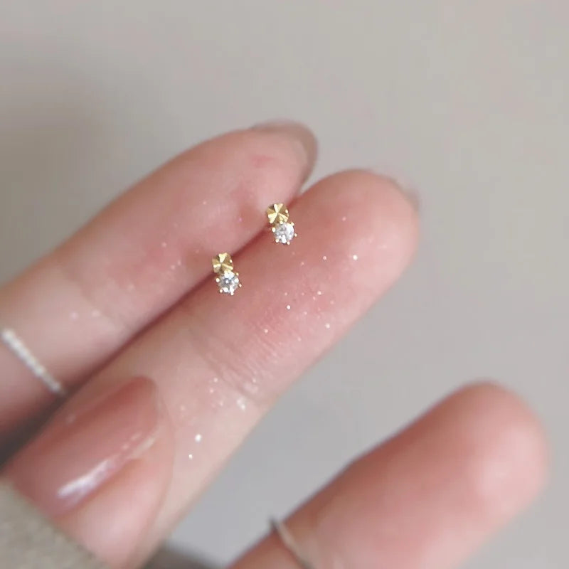 Shiny Zircon Square Studs