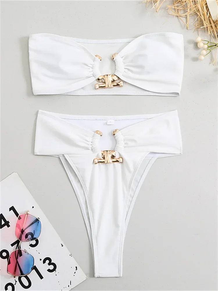 High-Waist Bandeau Bikini Set