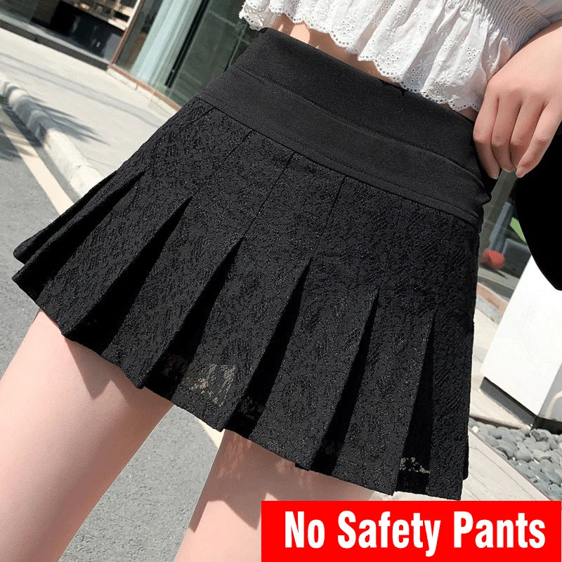 Lace Pleated Mini Skirt