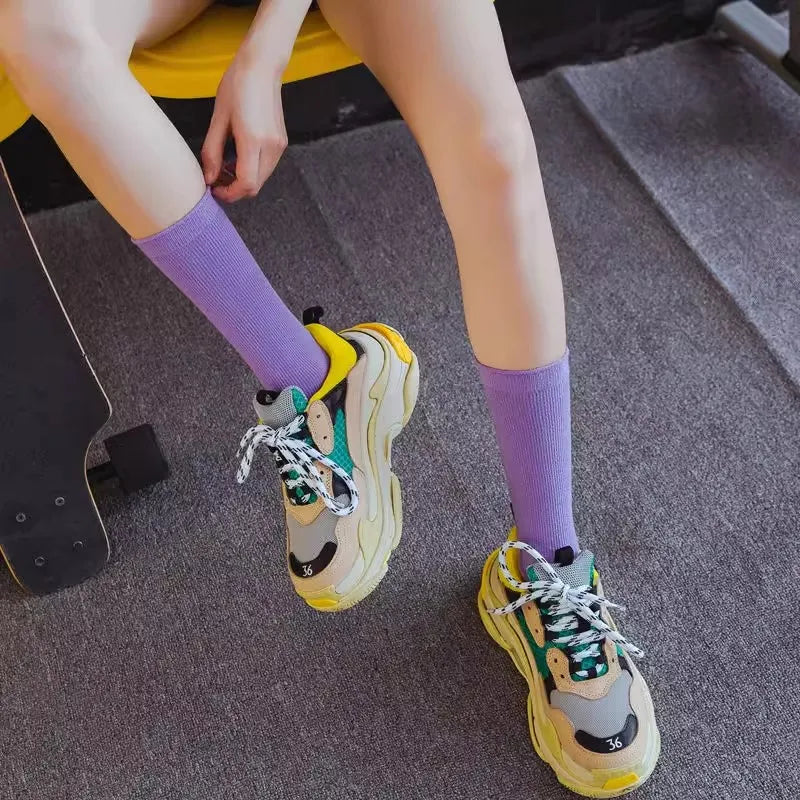 Solid Neon Crew Socks