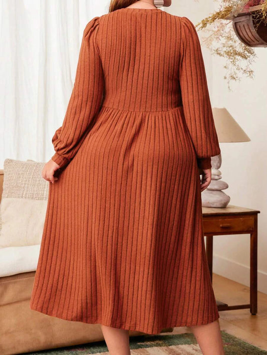 Long-Sleeve Fit-Flare Maxi Dress